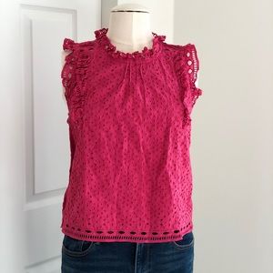 Maeve for Anthro Pink Eyelet Top